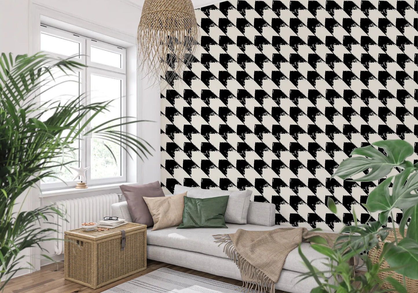 Abstrakte geometrische Rastertapete mit Tusche-Optik
