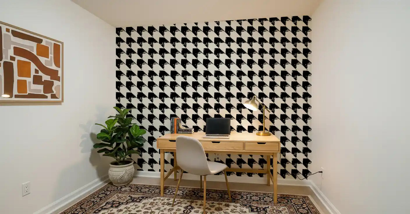 Abstrakte geometrische Rastertapete mit Tusche-Optik