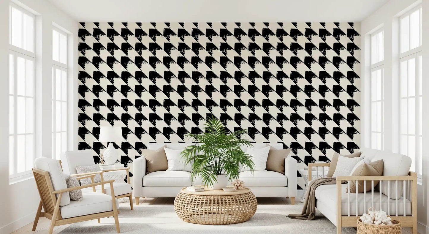 Abstrakte geometrische Rastertapete mit Tusche-Optik