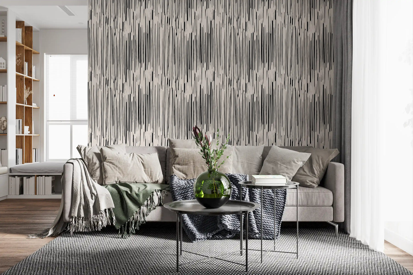 Monochrome Vertical Brushstroke Wallpaper⁠