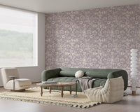 Monokromt blomstermotiv i graveringstil som tapet