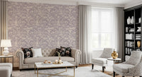 Monokromt blomstermotiv i graveringstil som tapet