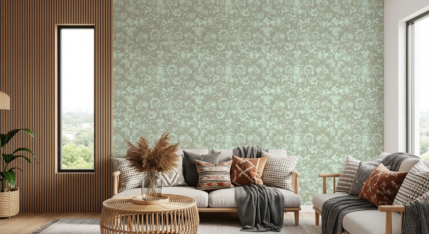Papel pintado de diseño floral lineal Heritage