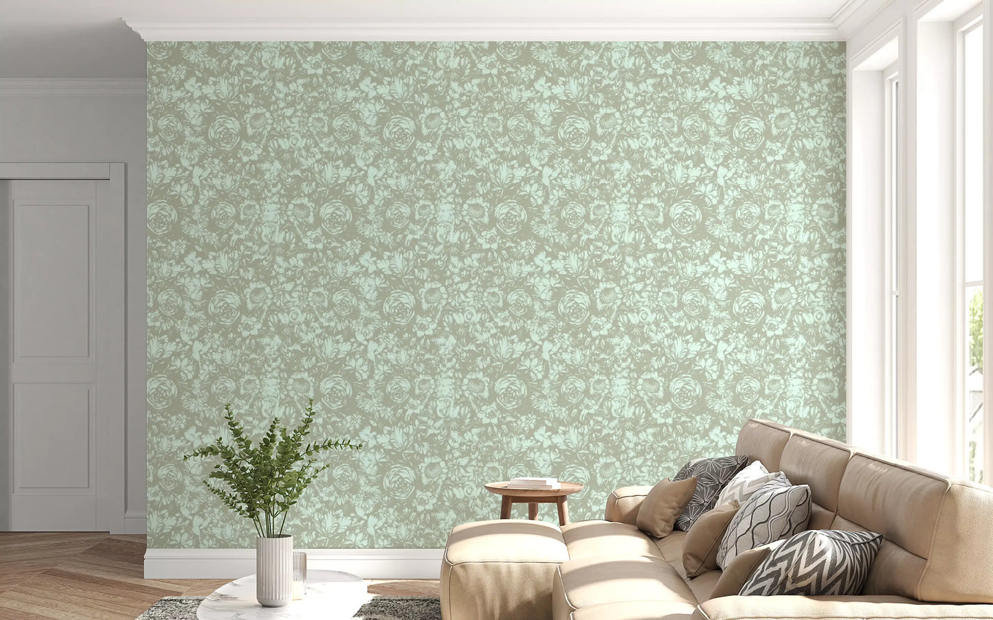Papel pintado de diseño floral lineal Heritage