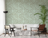 Papel pintado de diseño floral lineal Heritage