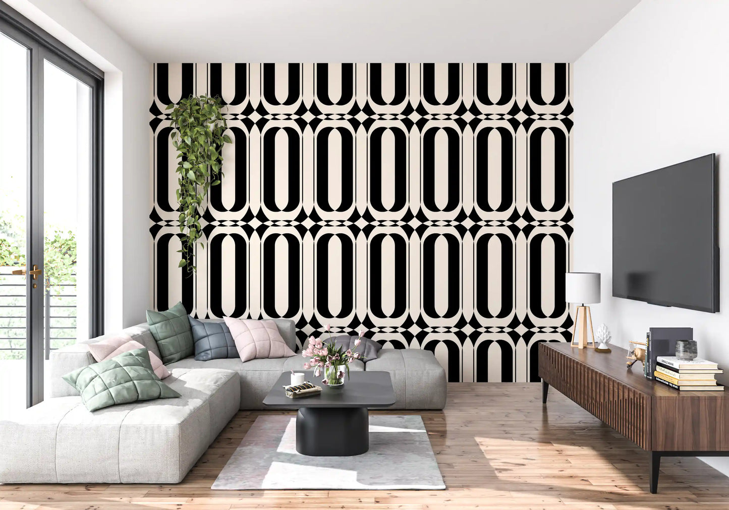 Graphic Interlocking Curves Wallpaper⁠