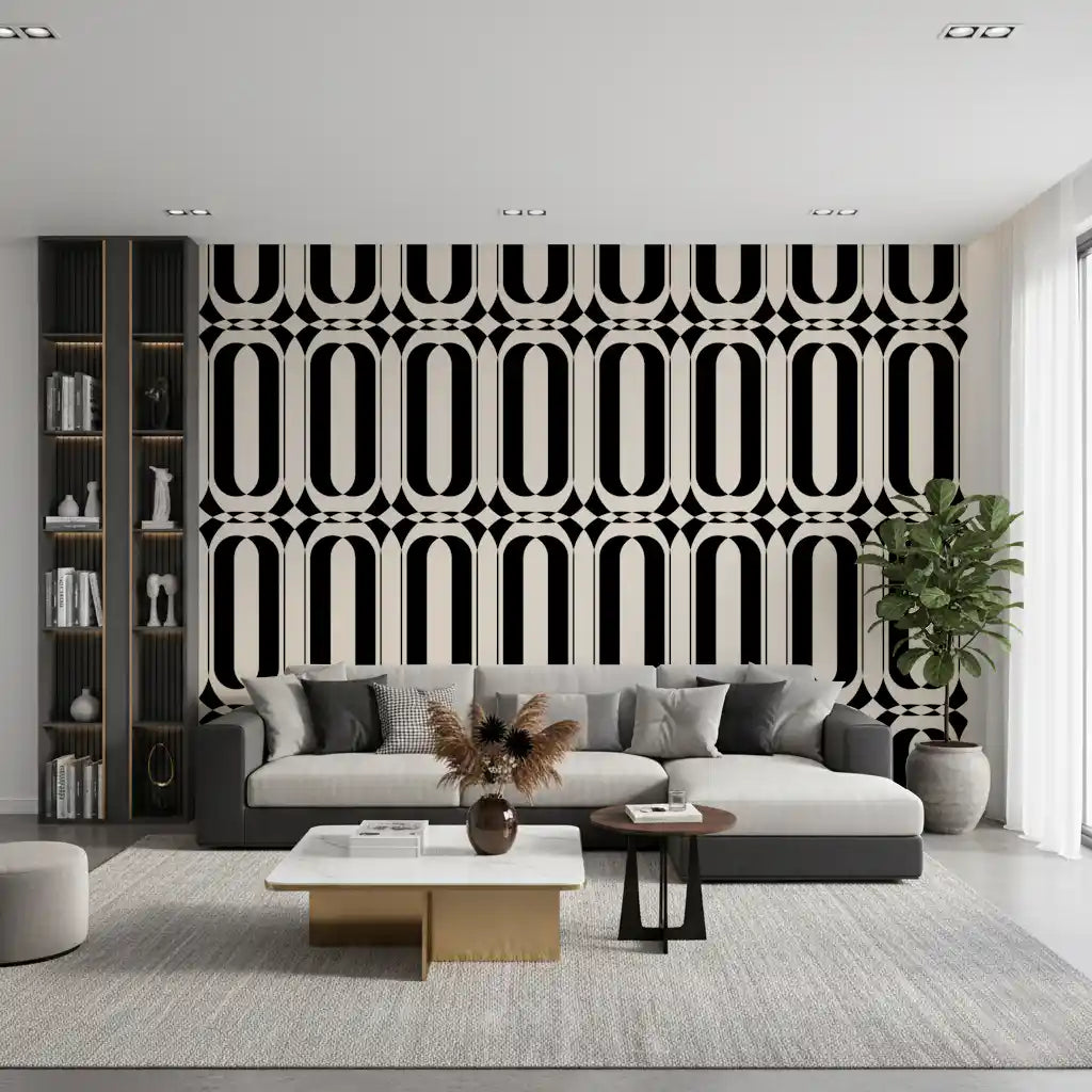 Graphic Interlocking Curves Wallpaper⁠