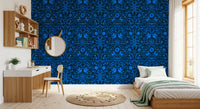 Papier peint à motif d’oiseau bleu et de lapin inspiré du folklore mexicain