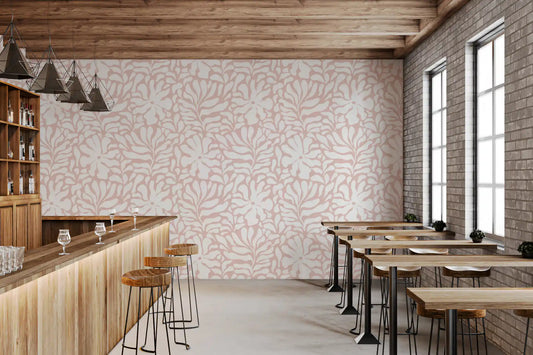 Soft Blush Organic Foliage Wallpaper⁠