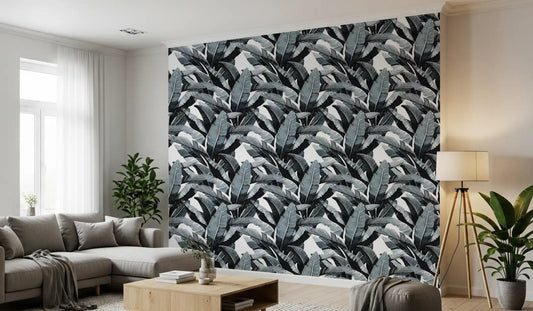 Monochrome Tropical Palm Fronds Wallpaper⁠