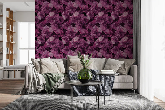 Velvet Petal Botanical Dark Wallpaper⁠