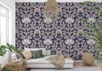 Midnight Flora Damask Wallpaper⁠
