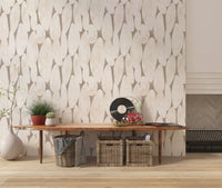 Abstrakte geometrische Formen in Creme und Taupe – Tapete