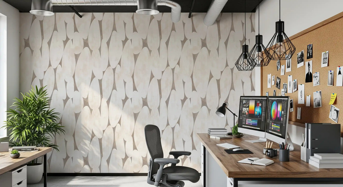 Abstrakte geometrische Formen in Creme und Taupe – Tapete