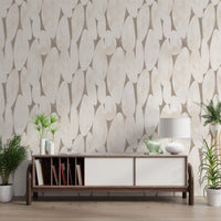 Abstrakte geometrische Formen in Creme und Taupe – Tapete