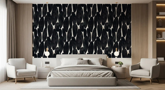 Dark Charcoal Sculptural Forms Wallpaper⁠