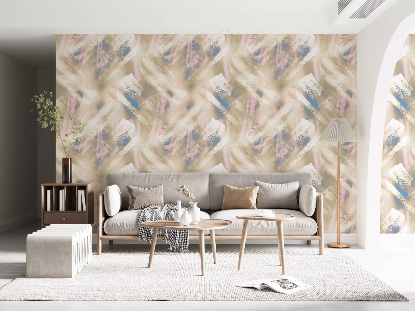 Papier peint artistique abstrait aux coups de pinceau doux