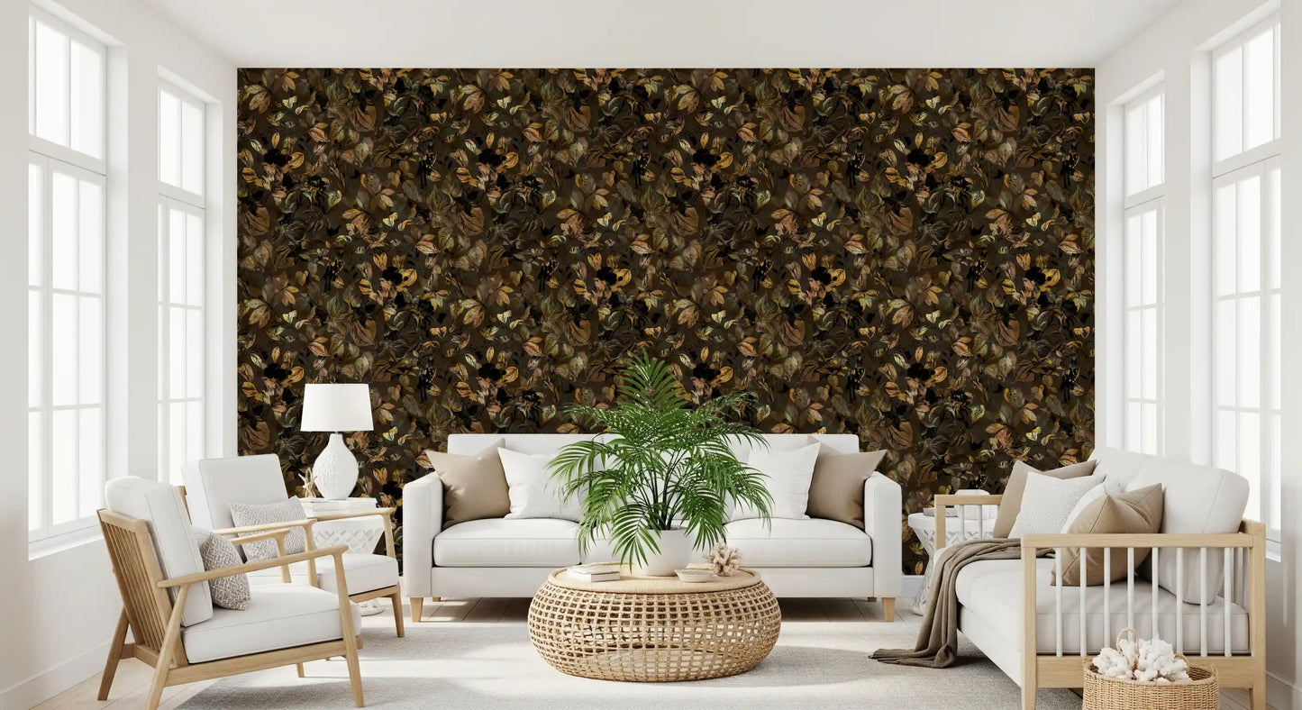 Papier peint feuillage botanique de minuit