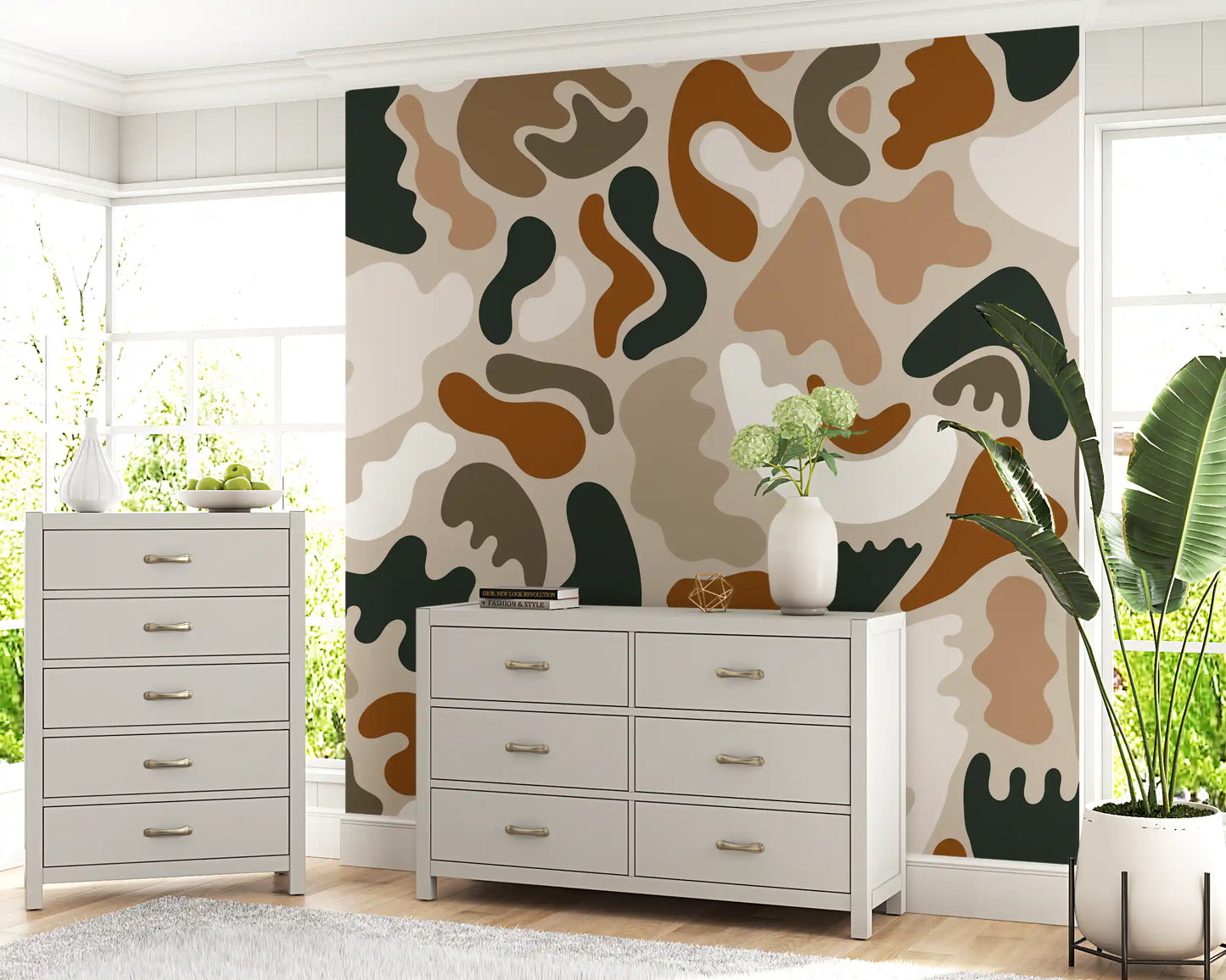 Abstrakte organische erdige Formen als Wandbild