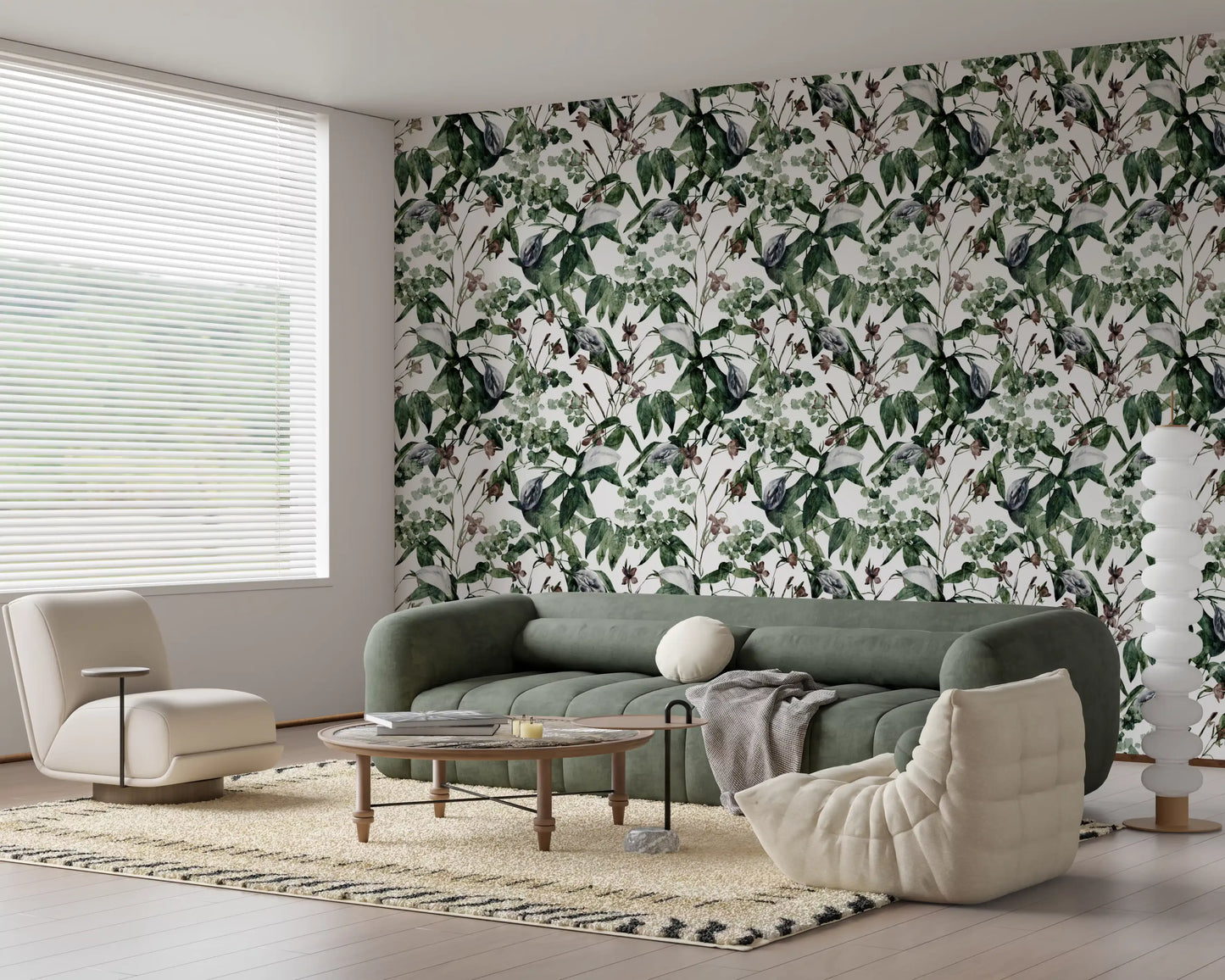 Ruhige botanische Blättertapete