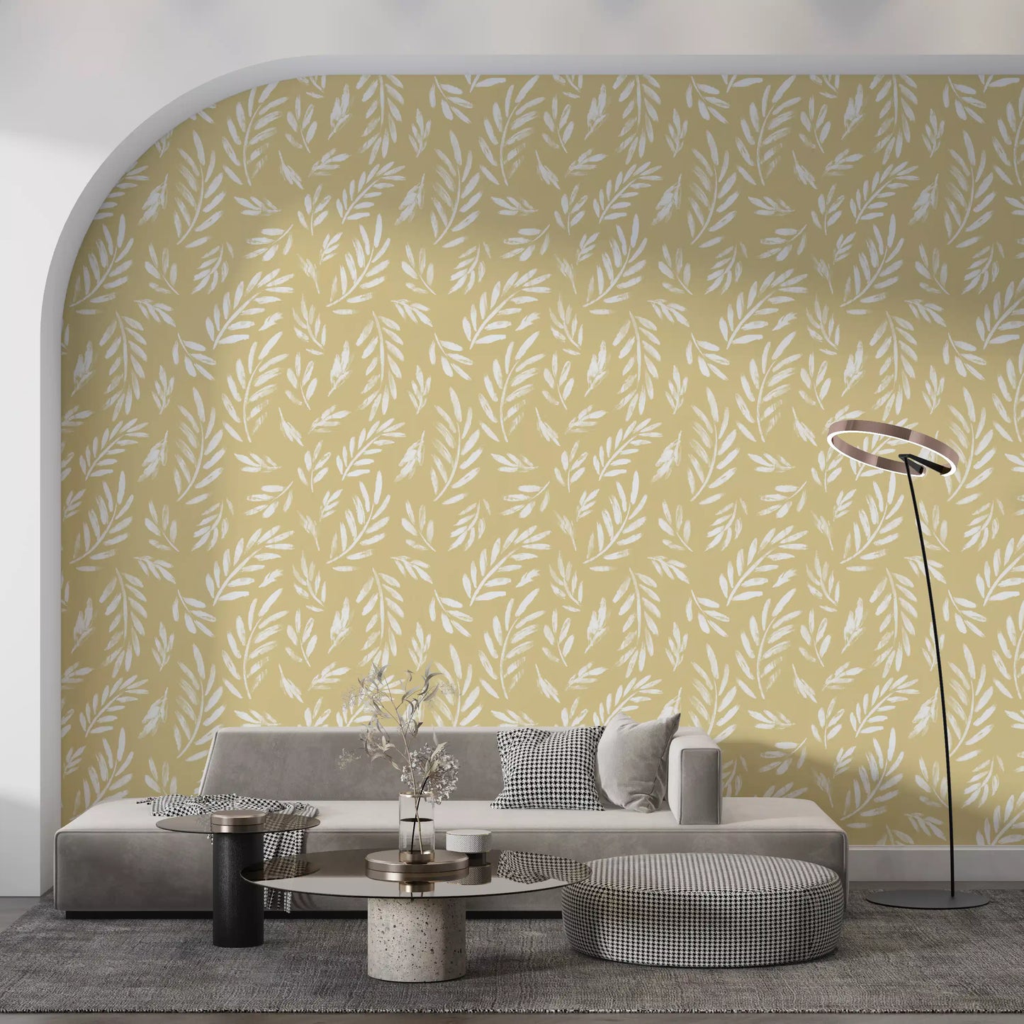 Tapete „Goldene Laubstriche“