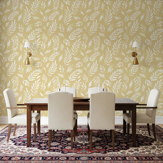 Golden Foliage Strokes Wallpaper⁠
