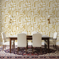 Minimalist Gold and Cream Interlocking Forms Wallpaper⁠