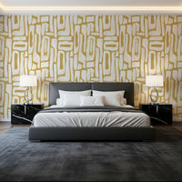Minimalist Gold and Cream Interlocking Forms Wallpaper⁠