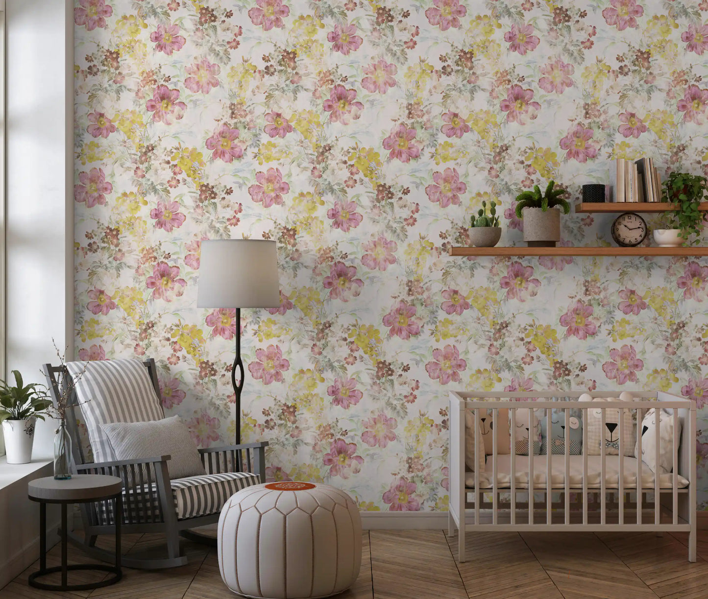 Vintage pastelblomstret engtapet