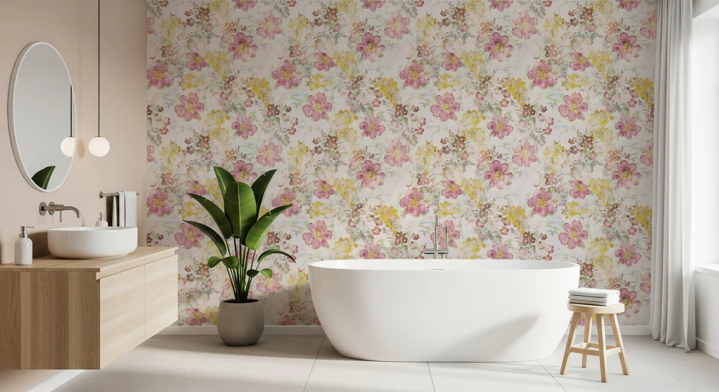 Vintage pastelblomstret engtapet