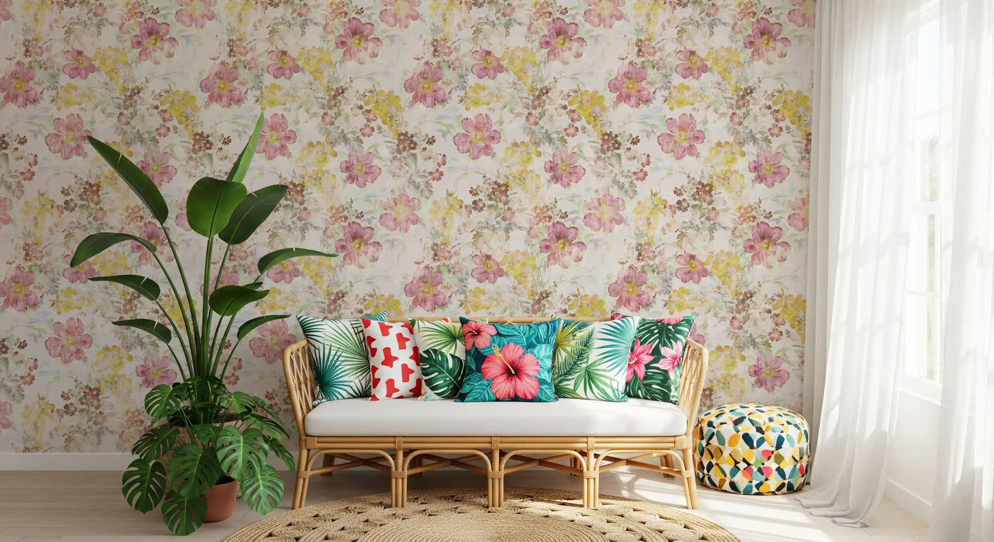 Vintage pastelblomstret engtapet