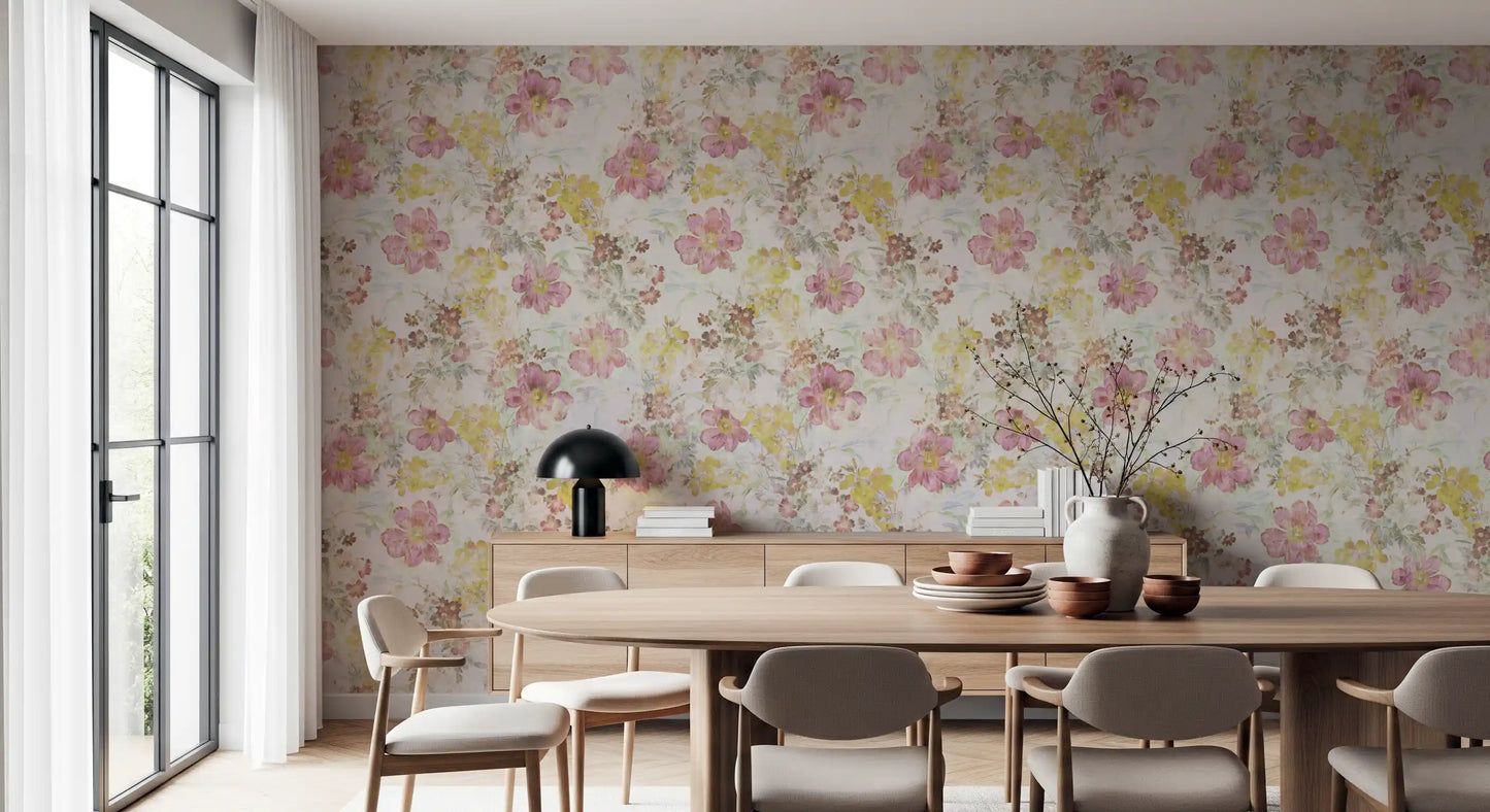 Vintage pastelblomstret engtapet