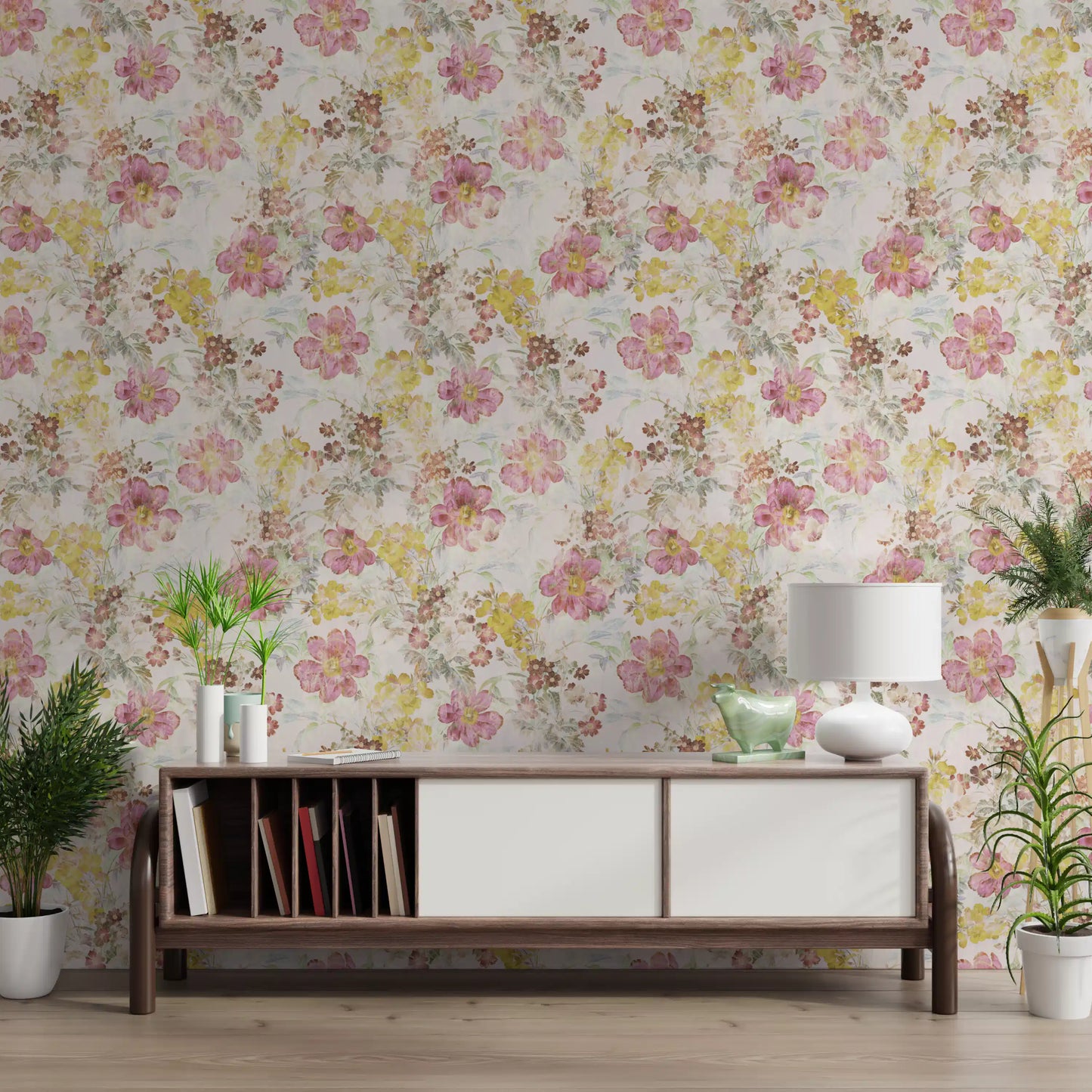 Vintage pastelblomstret engtapet