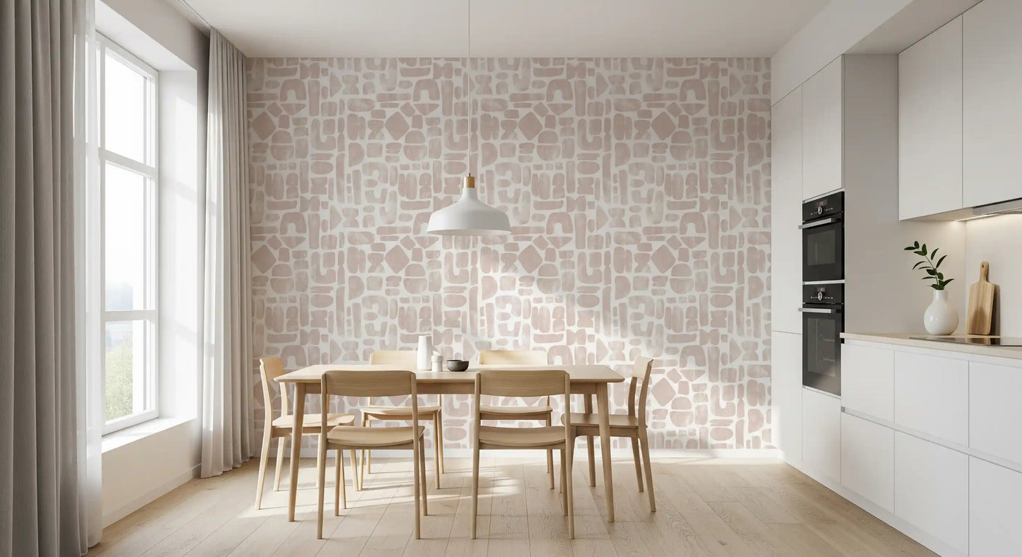 Abstract Painted Shapes in Blush Wallpaper⁠