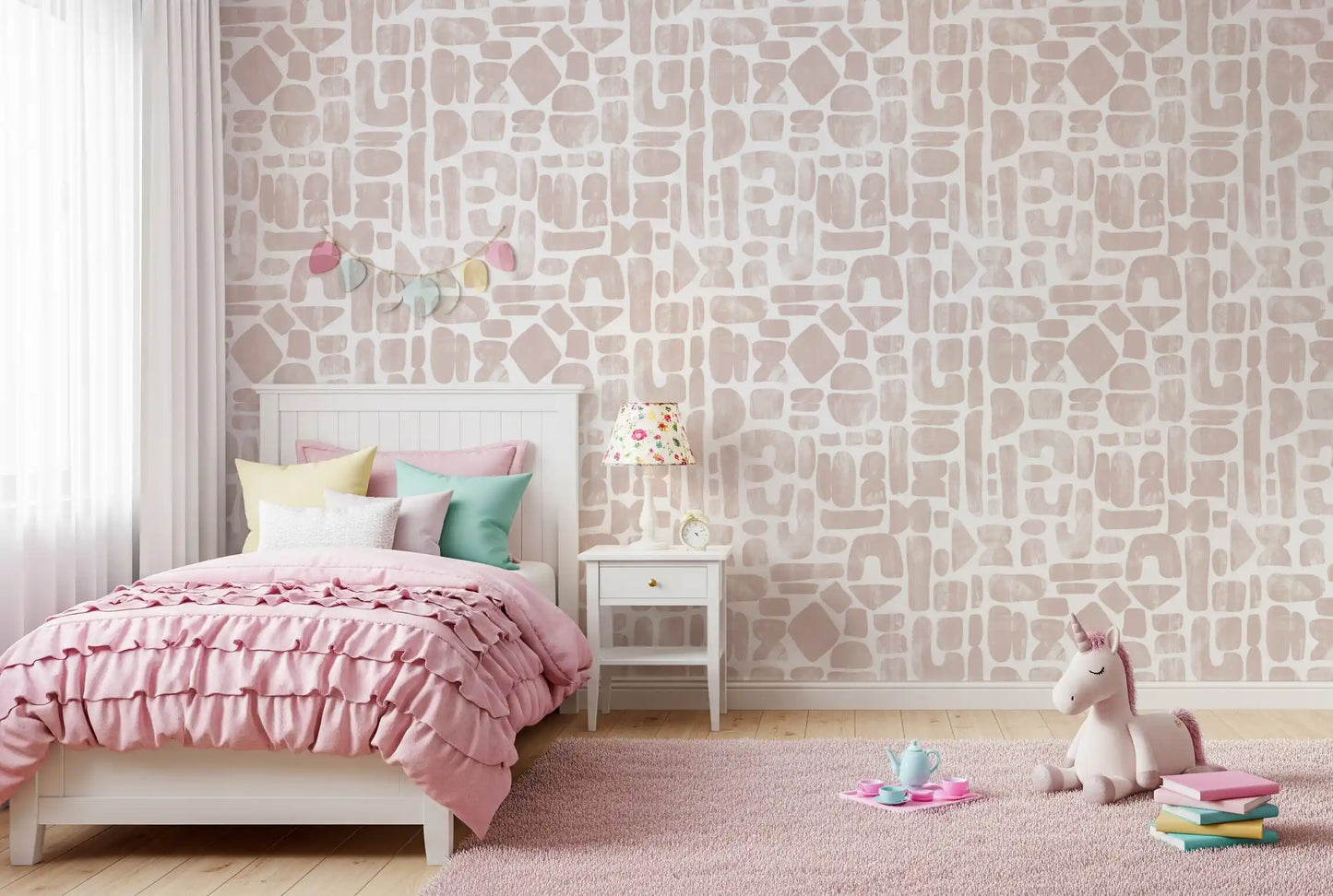Abstract Painted Shapes in Blush Wallpaper⁠