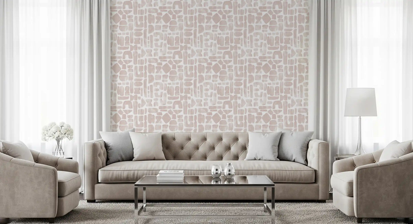Abstract Painted Shapes in Blush Wallpaper⁠