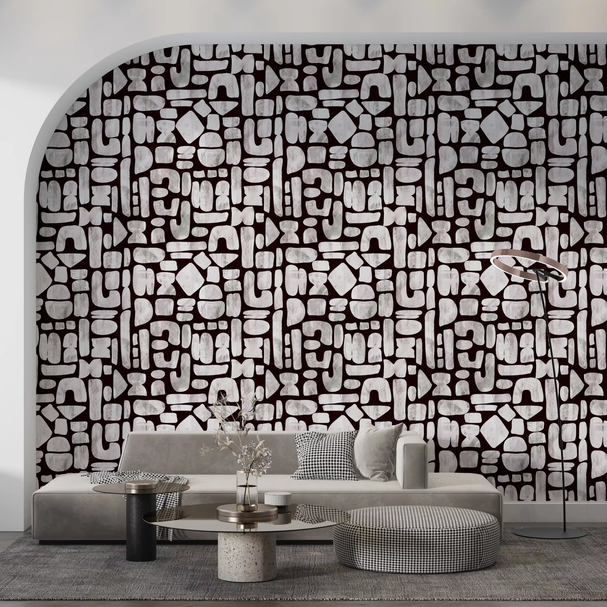 Living room finished in Abstract Painted Shapes wallpaper GD11871