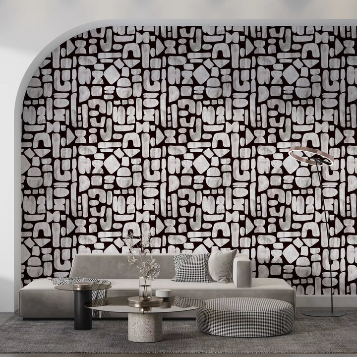 Abstract Painted Shapes Pattern Wallpaper⁠