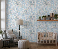 Papier peint floral bleu « Prairie éthérée »