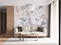 Abstract Organic Neutral Shapes Wall Mural