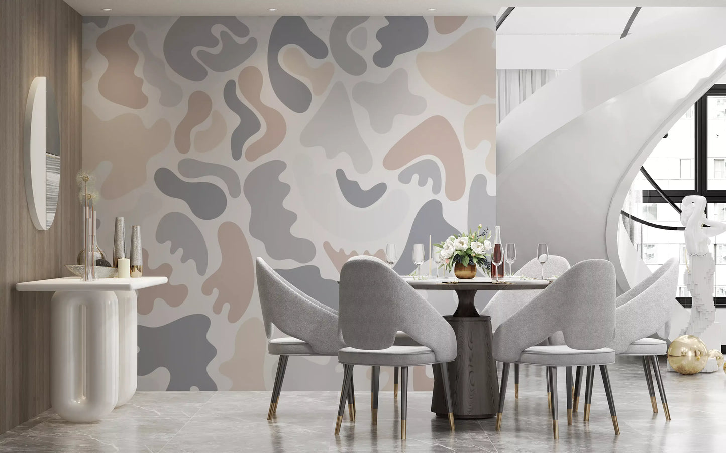 Abstract Organic Neutral Shapes Wall Mural