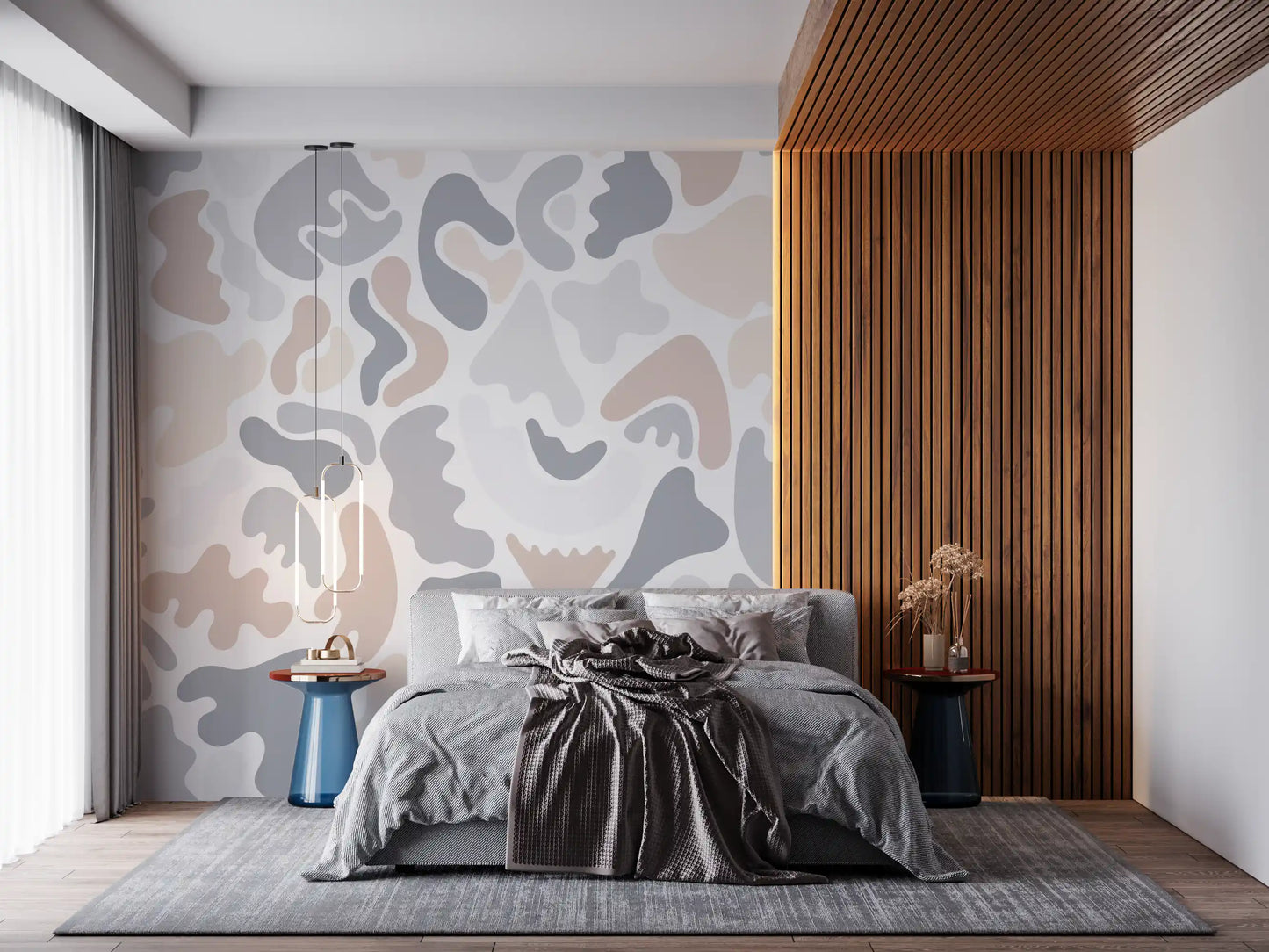 Abstract Organic Neutral Shapes Wall Mural
