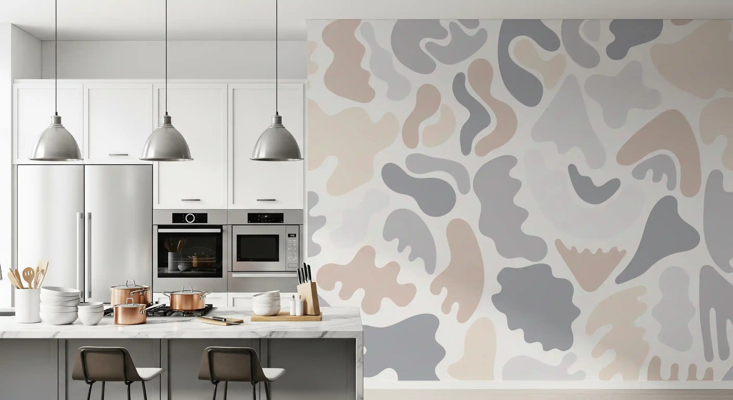 Abstract Organic Neutral Shapes Wall Mural