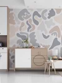 Abstract Organic Neutral Shapes Wall Mural
