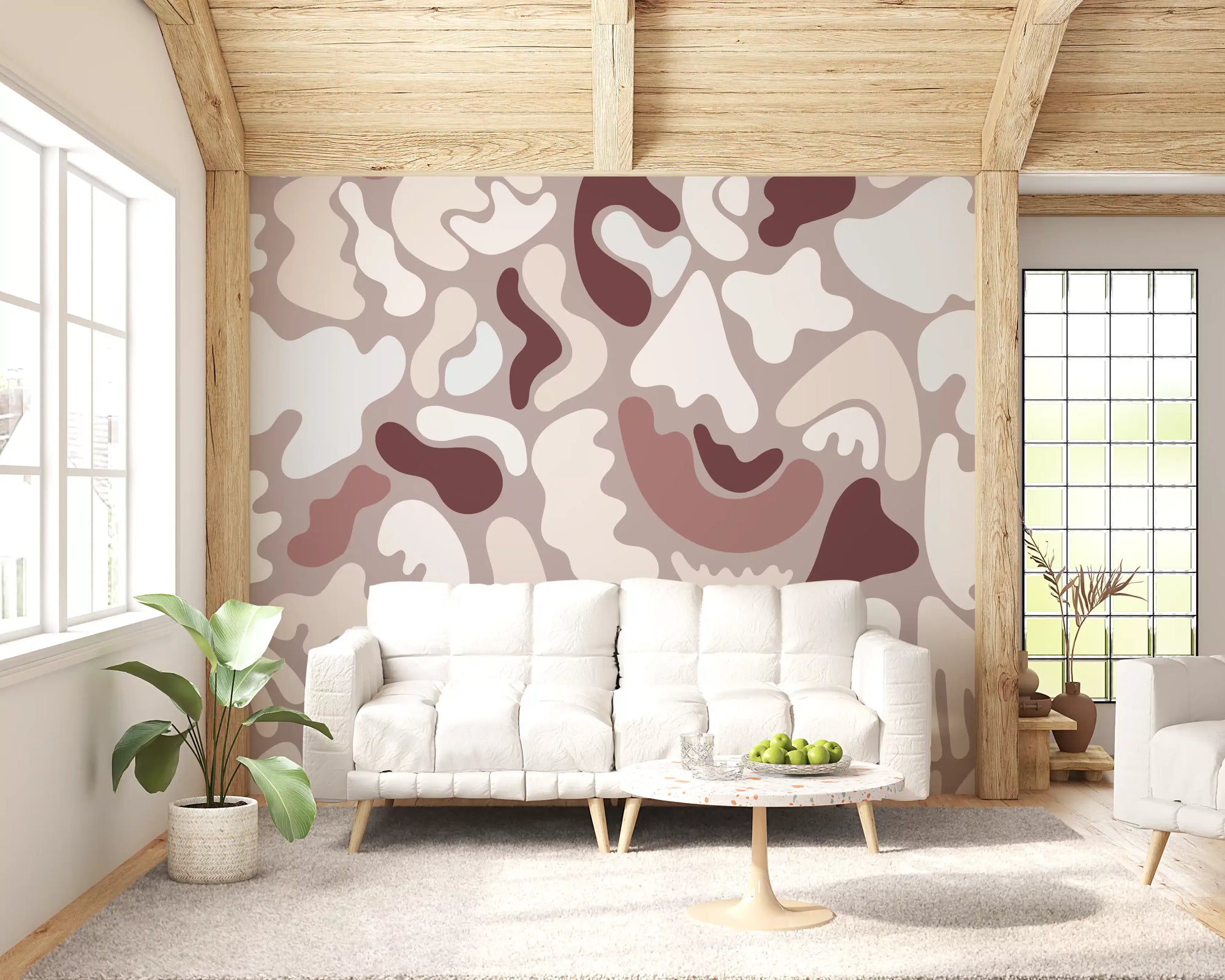 Living room finished in Abstract Organic Earthy wall mural GD11875
