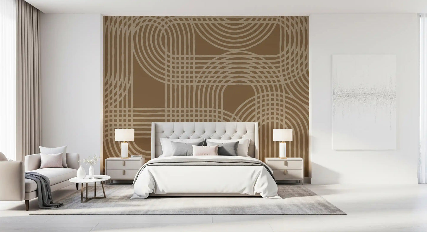 Abstraktes Wandbild mit erdigen Bögen