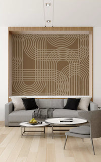 Abstraktes Wandbild mit erdigen Bögen