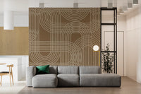 Abstraktes Wandbild mit erdigen Bögen