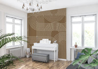 Abstraktes Wandbild mit erdigen Bögen
