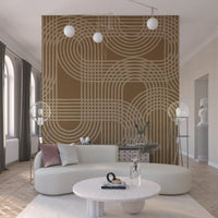 Abstraktes Wandbild mit erdigen Bögen